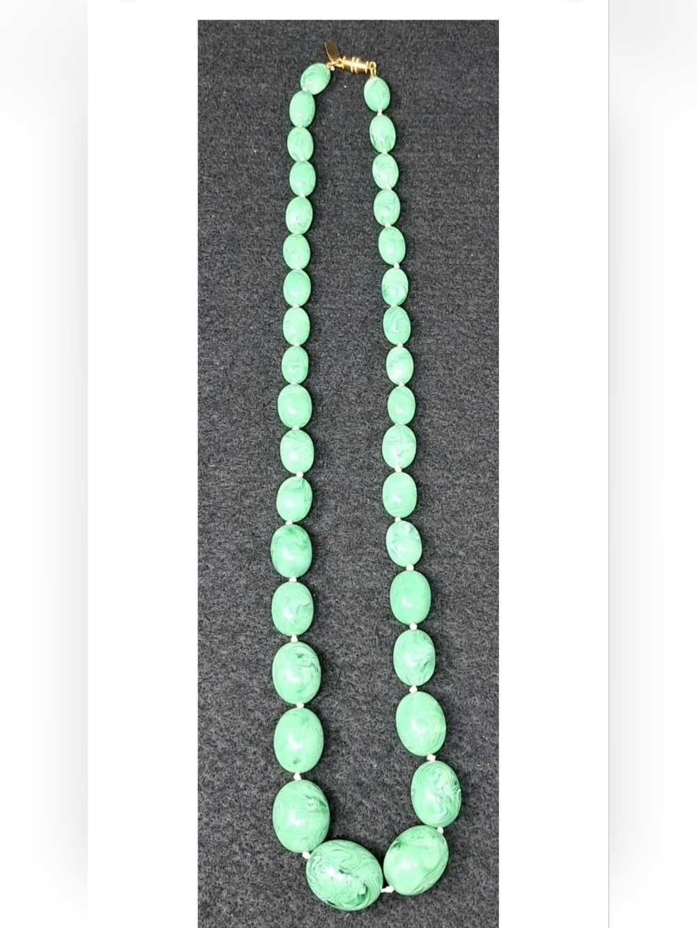 Vintage Kenneth Lane  Graduated Green Marbled Bead Necklace